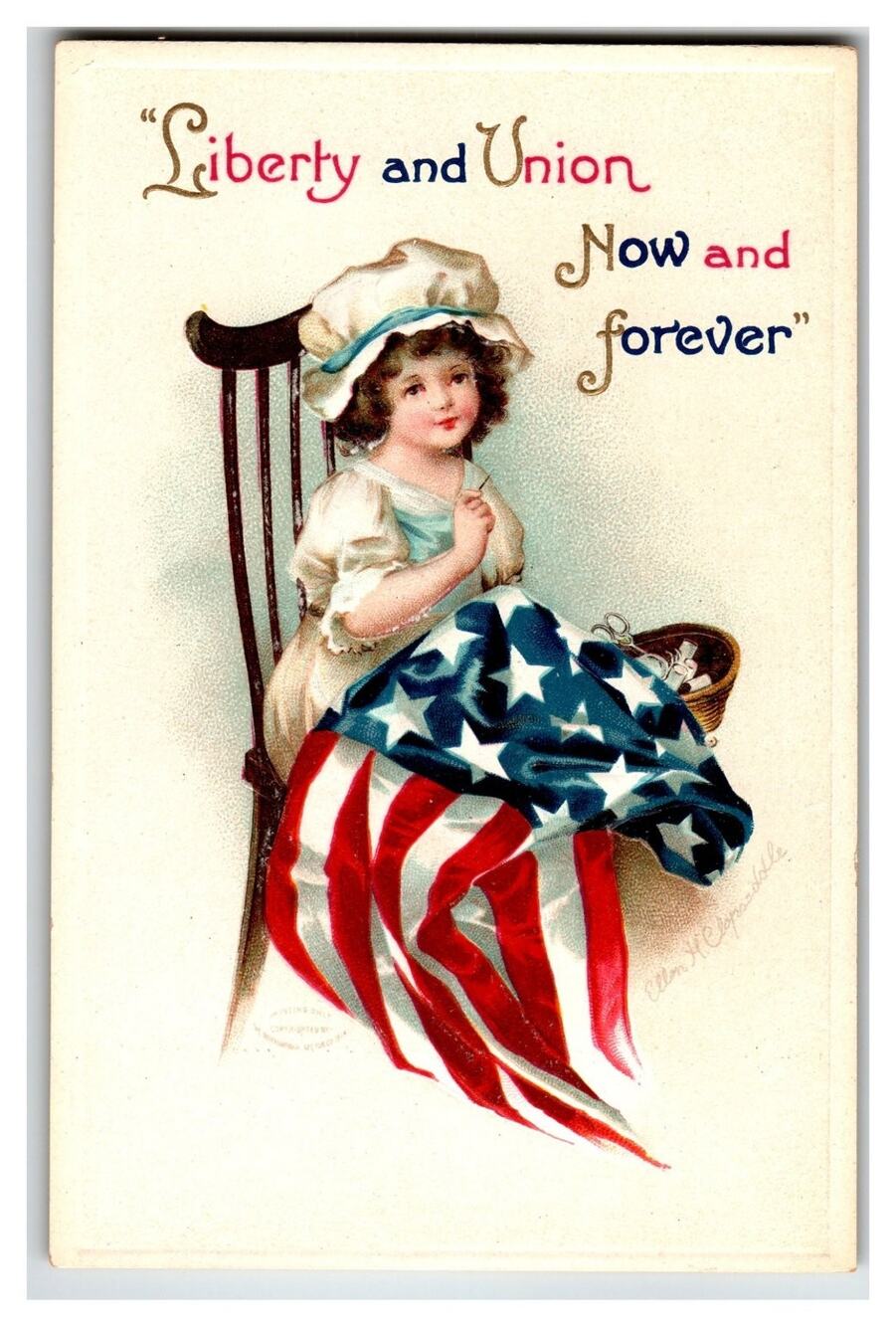 Ellen Clapsaddle Girl American Flag Liberty Union Patriotic July 4th Postcard